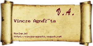Vincze Agnéta névjegykártya